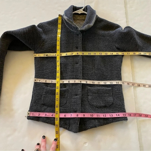 Transit Par Such Reversible Sweater Jacket Cardigan Womens Size Small Gray Beige - Picture 13 of 13